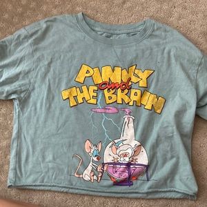 pinky and the brain cropped t-shirt